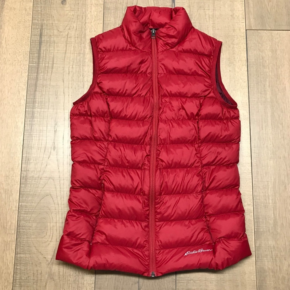 Eddie‎ Bauer Vest Womens Size S Red EB650 Down Puffer Quilted Zip Hiking Outdoor